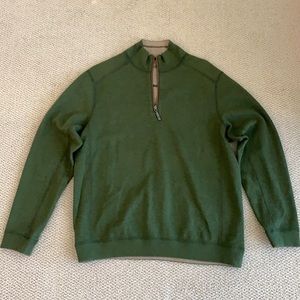 Tommy Bahama green reversible pull over sweater